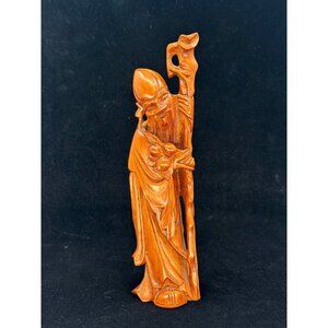 Vintage Chinese Shou Xing Sculpture Figurine Statue God of Longevity 6.5" Tall